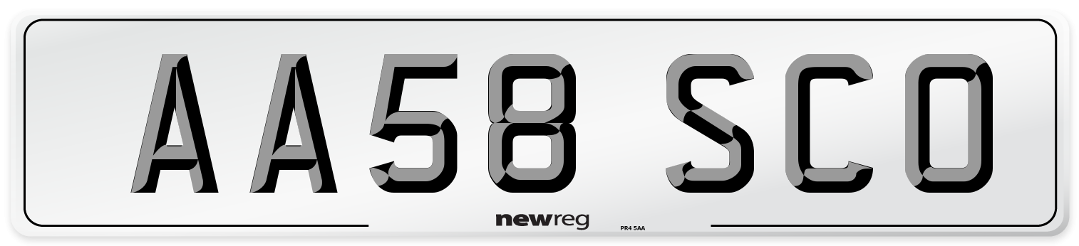 AA58 SCO Number Plate from New Reg
